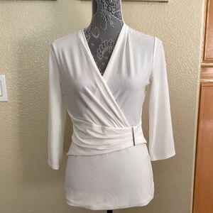 Elegant White Wrap Top Size Medium from White House Black Market